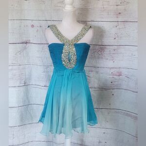 Sherri Hill Bejeweled Ombre Cocktail Dress Size 0